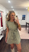 Load image into Gallery viewer, Sage Green Wash Ruffle Dress
