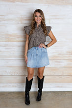 Load image into Gallery viewer, Cheetah Ruffle Button Top
