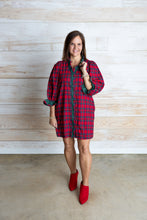 Load image into Gallery viewer, Red Plaid Long Sleeve Gathered Sleeve Dress
