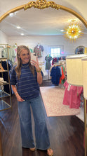 Load image into Gallery viewer, Sage Stripe Navy &amp; White Top
