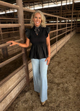 Load image into Gallery viewer, Amy Flare Black Top
