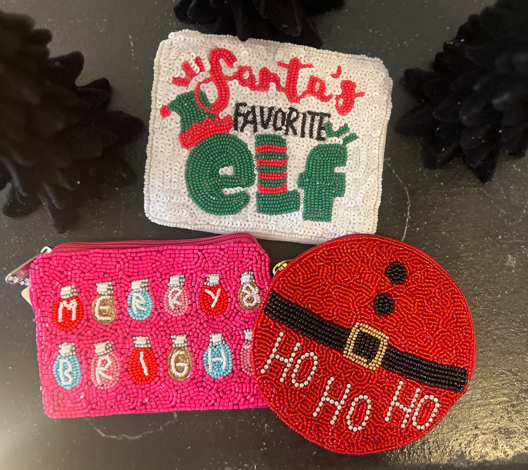 Christmas Beaded Pouch