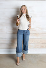 Load image into Gallery viewer, Ivory &amp; Black Side Bow Sweater Top
