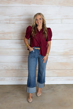 Load image into Gallery viewer, Burgundy Fancy Collared Top
