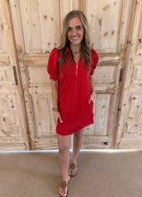 Load image into Gallery viewer, Lindsey Red Scalloped Everyday Dress
