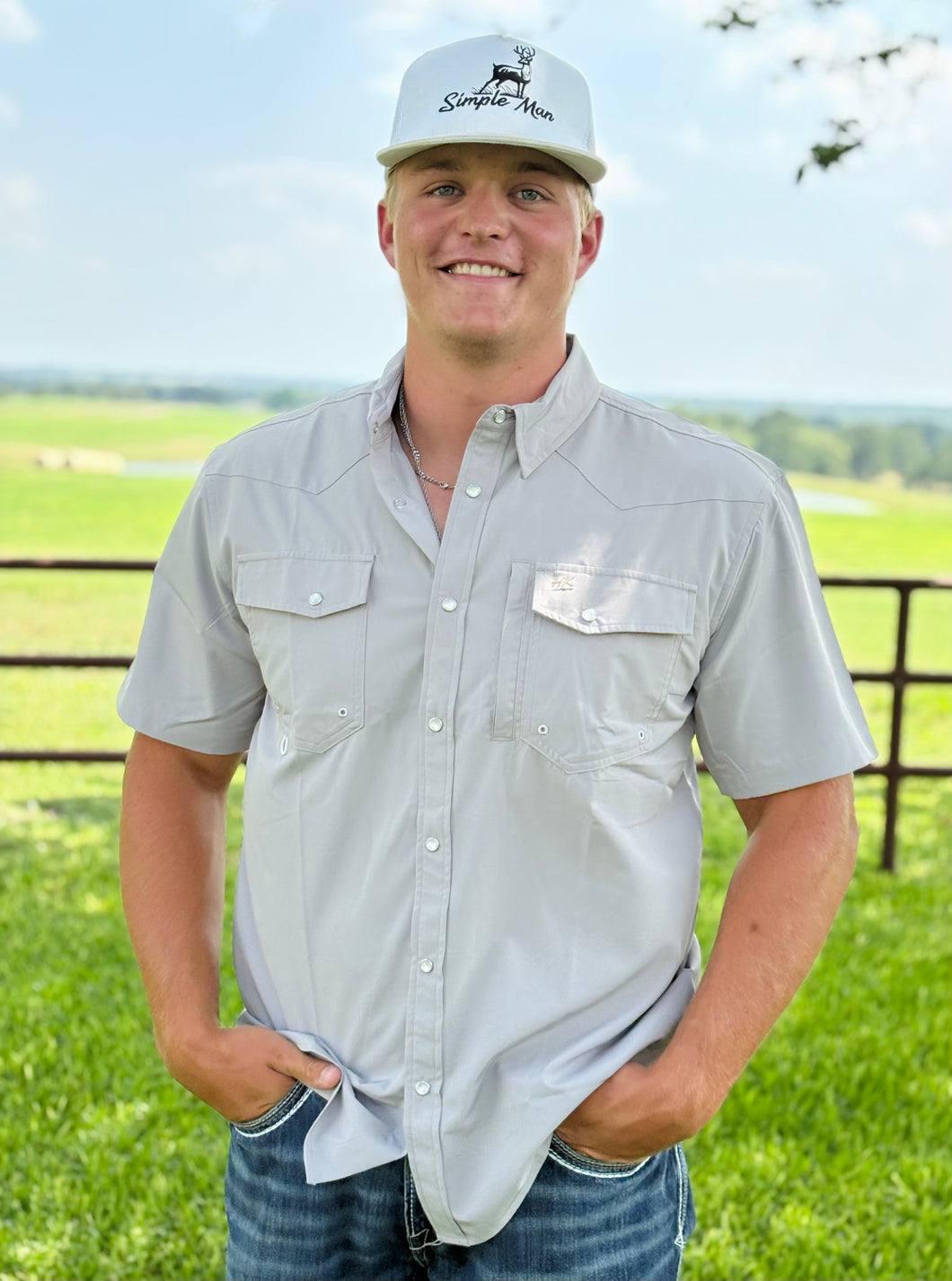 Charcoal Pearl Snap Western Pocket Cowboy Fit
