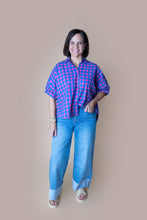 Load image into Gallery viewer, Blue &amp; Pink Checkered Oversized Top
