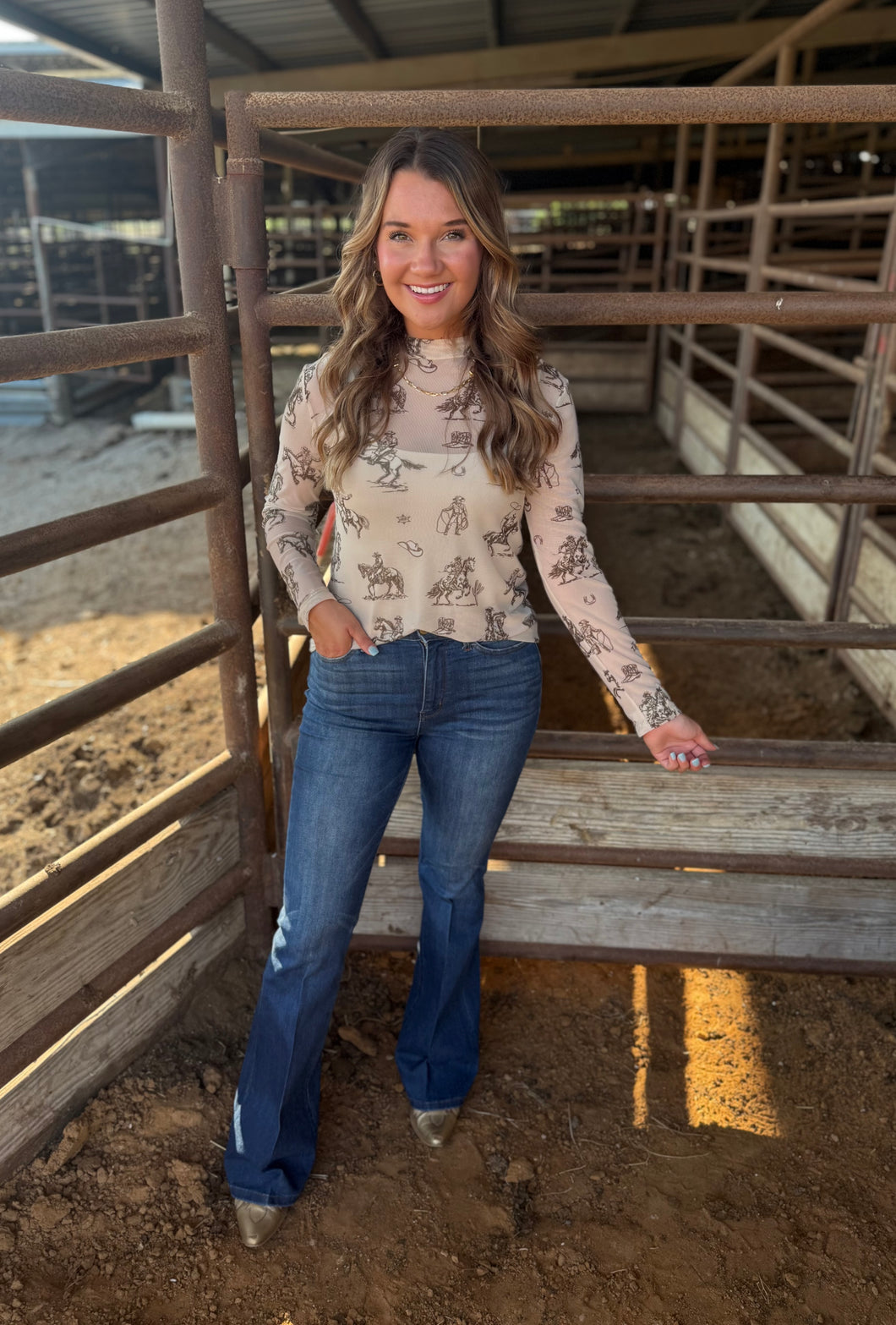Ivory Bronc Sheer Top