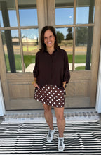Load image into Gallery viewer, Chocolate Polka Dot Skort
