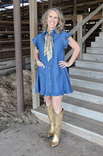 Load image into Gallery viewer, Dark Denim Ruffle Sleeve Dress
