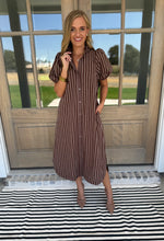 Load image into Gallery viewer, Brown Stripe Maxi Dress
