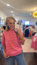 Load image into Gallery viewer, Sage Stripe Bright Pink &amp; White
