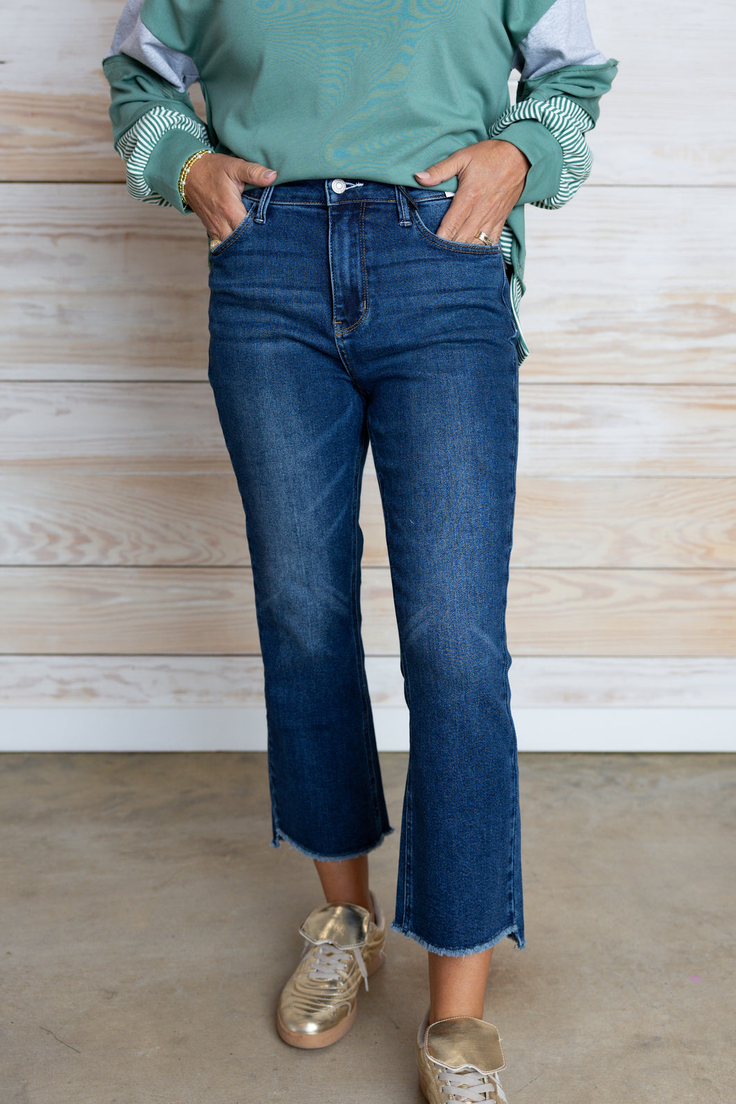 High Waisted Dark Wash Kick Flare Judy Blue Jeans