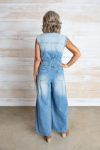 Load image into Gallery viewer, Light Wash Denim Jumpsuit
