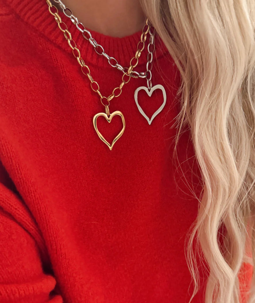 Gold Large Open Heart Necklace