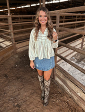 Load image into Gallery viewer, Tan &amp; Cream Stripe Long Sleeve Top
