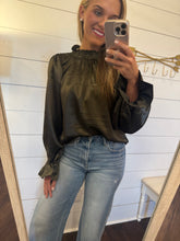 Load image into Gallery viewer, Olive Shinny Top
