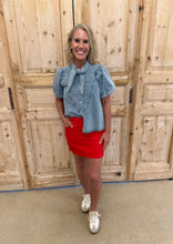 Load image into Gallery viewer, Nancy Light Denim Knot Pearl Snap Top
