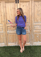 Load image into Gallery viewer, Patriotic Royal Blue Stripe Top
