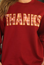 Load image into Gallery viewer, Thanks Plaid Patch Pullover
