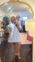 Load image into Gallery viewer, Dusty Blue Gingham Collared Dress
