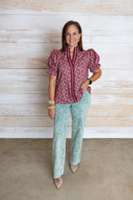 Load image into Gallery viewer, Burgundy Diamond Floral Top
