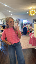 Load image into Gallery viewer, Sage Stripe Bright Pink &amp; White
