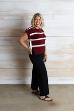 Load image into Gallery viewer, Maroon Stripe Bow Tie Sweater Top
