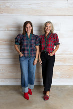 Load image into Gallery viewer, Blue Plaid Fancy Collared Top

