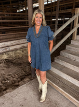 Load image into Gallery viewer, Dark Denim Straight Lined Dress
