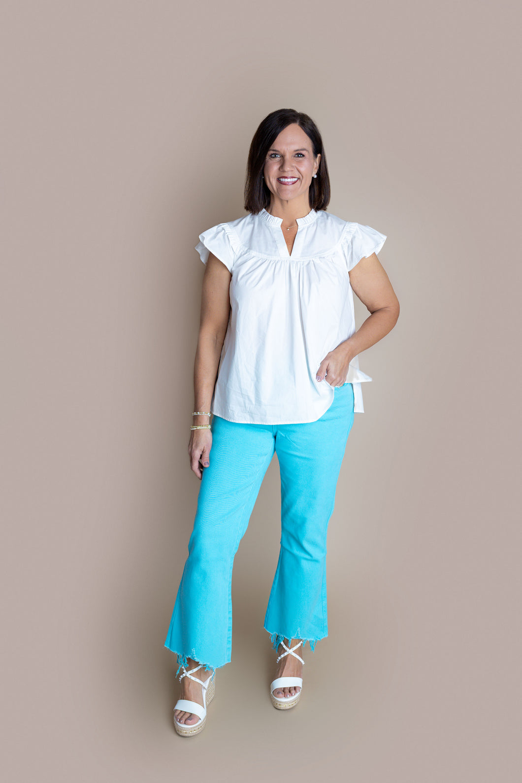 Aqua Blue Vervet Crop Jeans