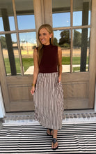 Load image into Gallery viewer, Chocolate Stripe Halter Dress
