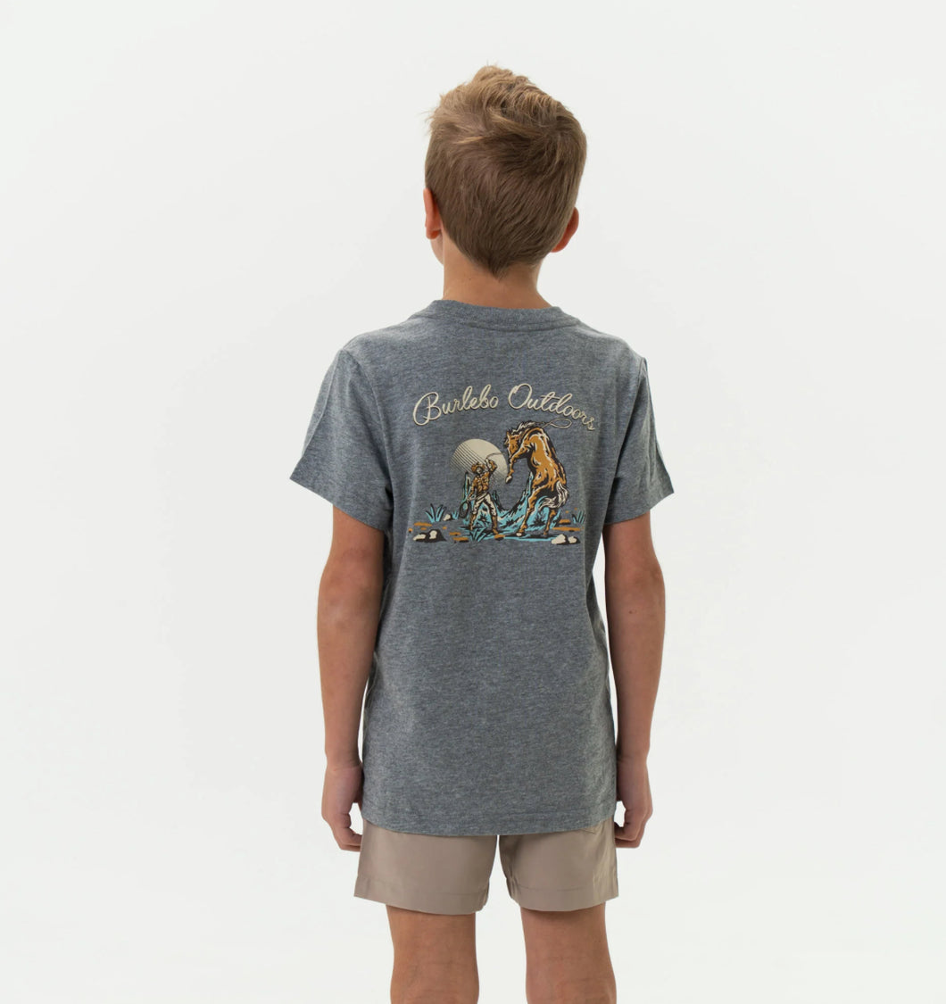 Youth Cowboy Up-Dark Heather Grey Tee Shirt