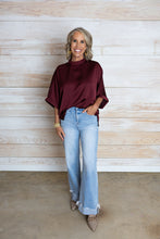 Load image into Gallery viewer, Burgundy Silk Flow Top
