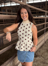 Load image into Gallery viewer, Polka Dot Chocolate &amp; Cream Fitted Top
