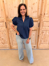 Load image into Gallery viewer, Rachel Navy Collar Top
