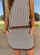 Load image into Gallery viewer, Liv Chocolate Striped Skirt Set
