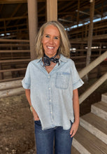 Load image into Gallery viewer, Jenny Light Wash Denim Gathered Top
