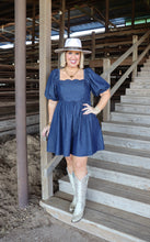Load image into Gallery viewer, Dark Denim Scallop Dress
