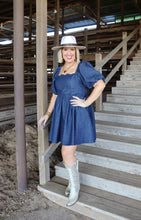 Load image into Gallery viewer, Dark Denim Scallop Dress

