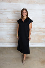 Load image into Gallery viewer, Black Long V Butter Dress
