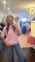 Load image into Gallery viewer, Sage Stripe Purple &amp; White Top
