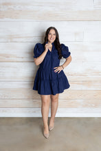 Load image into Gallery viewer, Navy Scalloped Dress
