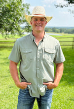 Load image into Gallery viewer, Sage Pearl Snap Western Pocket Cowboy Fit
