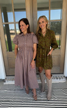 Load image into Gallery viewer, Zebra Olive &amp; Brown Bow Tie Dress
