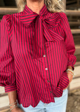 Load image into Gallery viewer, Carson Bow Red Stripe Top

