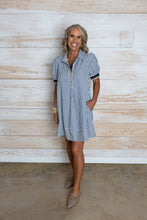 Load image into Gallery viewer, Navy Stripe V Dress
