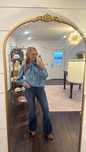 Load image into Gallery viewer, Highway Blues Bow Denim Long Sleeve Top
