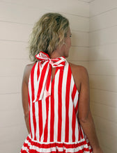 Load image into Gallery viewer, Red Stripe Halter Mini Dress
