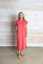 Load image into Gallery viewer, Carson V Neck Coral Maxi Dress
